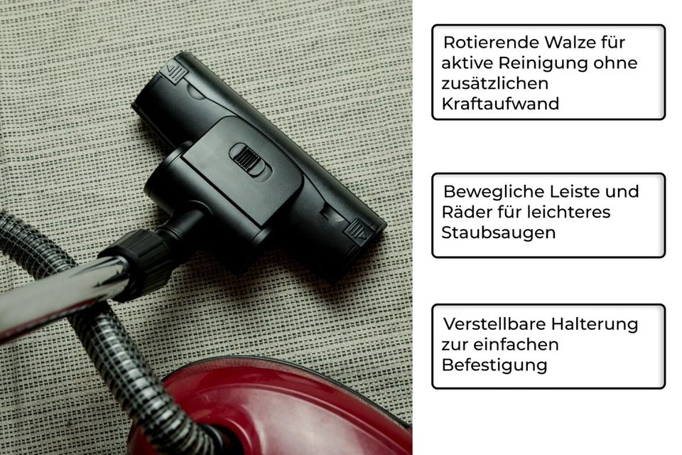 Wessper Turbobürste Universal mit rotierenden Bürsten für Staubsauger 32-38mm - Bild 2 von 4