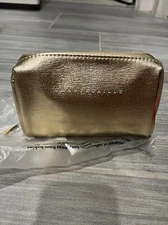 CHANTECAILLE  METALLIC GOLD TEXTURED MAKE UP BAG