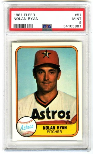 NOLAN RYAN~HOUSTON ASTROS~1981 FLEER PSA-9 MINT HOT BASEBALL CARD #57 (NEW CASE)