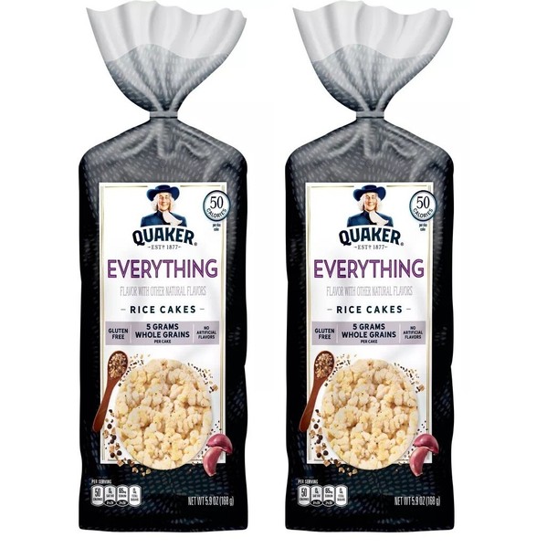 Pasteles de arroz grandes Quaker todo sabor a bagel, sin gluten 5,9 oz (paquete de 2)