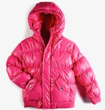 APPAMAN GIRLS' HOODED DOWN PUFFER JACKET HOT PINK SIZE 6-12 MONTHS NWT $106