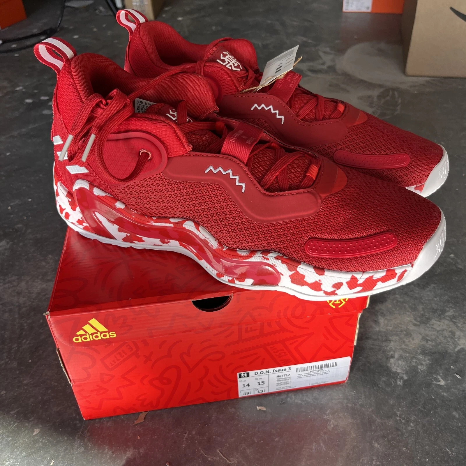 Adidas D.O.N. Edizione #3 Uomo Taglia 14 Vernice Smudge Team Power Red NUOVO