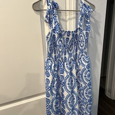 Ladies SHEIN L Tie Dress Blue And White Maxi