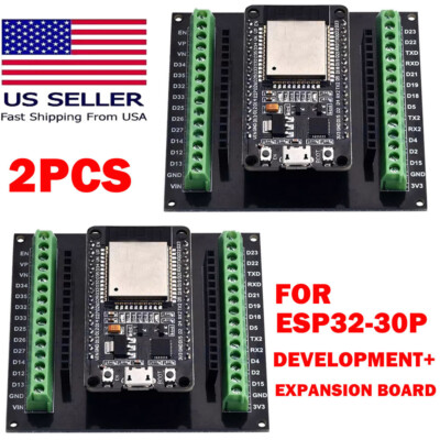 2x For ESP32 CP2102 2.4GHz WiFi Bluetooth Development Boards + Expansion Boards