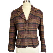 Vintage Academia Plaid Double Breasted Wool Blazer