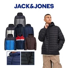 Jack & Jones Mens Puffer Jacket Hooded Neck Long Sleeve Full Zip Jackets UK