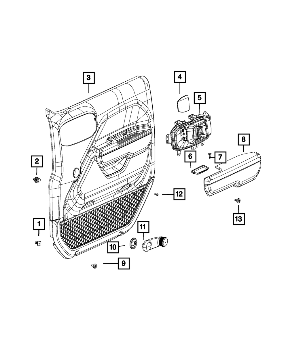 Genuine Mopar Front Door Trim Panel Assembly Right 5ZW842V5AH