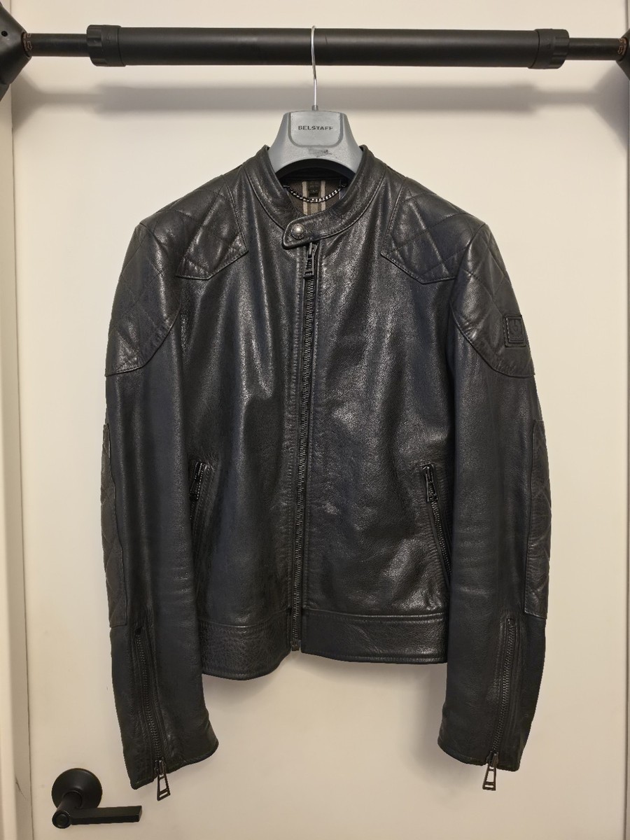 Belstaff Outlaw Leather Jacket Black Waxed Moto Biker Italy EU44 US34 View 2