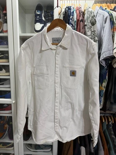 Carhartt WIP Salinac Shirt Jac - Bleached White Denim - product listing photo