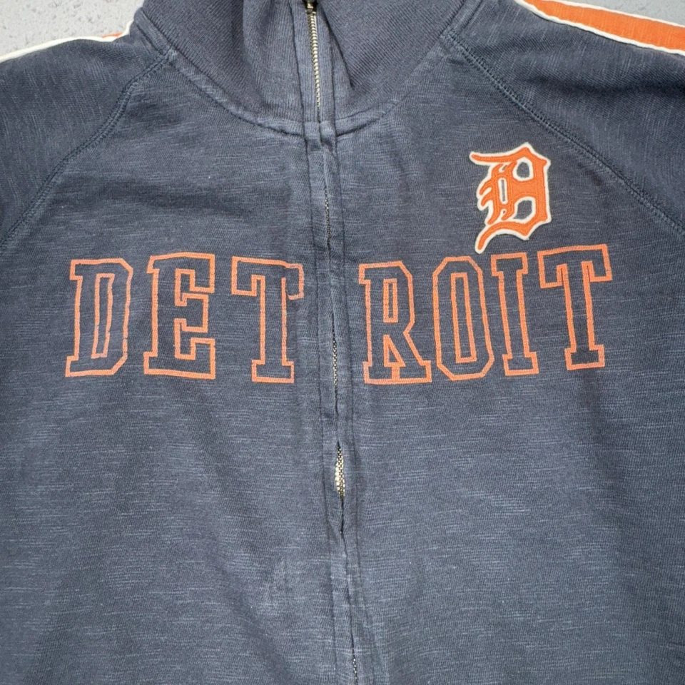 Jaqueta masculina Detroit Tigers XL azul MLB beisebol zíper completo faixa moletom bolsos - Imagem 2 de 4