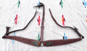 Tooled Leather & Sterling Breast Collar Saddle Tack Horse Equestrian England
