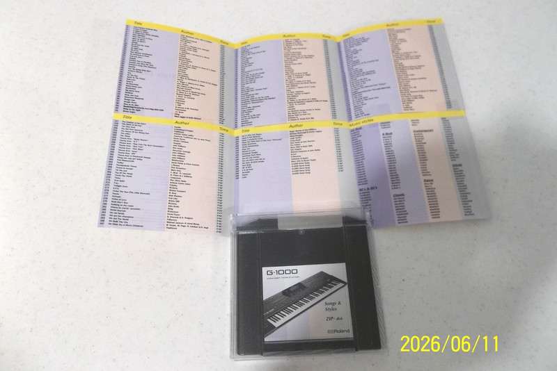 Roland G 1000 & EM2000 Arranger Keyboard Factory Original Song & Styles Zip Disk