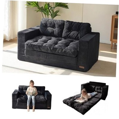 Convertible Sofa Bed, Pull Out Loveseat Sleeper 59'' Tri-fold Loveseat Black