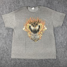 Vintage Harley Davidson Taz Flames T Shirt Mens XL Gray Looney Tunes 2000s
