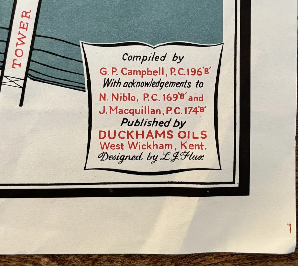 Historical Map Of The City Of London. 1960.  Duckhams Oils - Designed LJ Flux  - Image 2 of 4