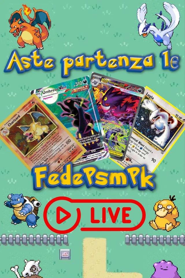 🔥LIVE🔥100 ASTE PARTENZA 1€ VINTAGE E NEW!! POKEMON