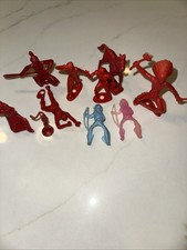 Vintage MPC Plastic Toy Figures Soldier, Indians, Pump 2  Red Lot Of 10