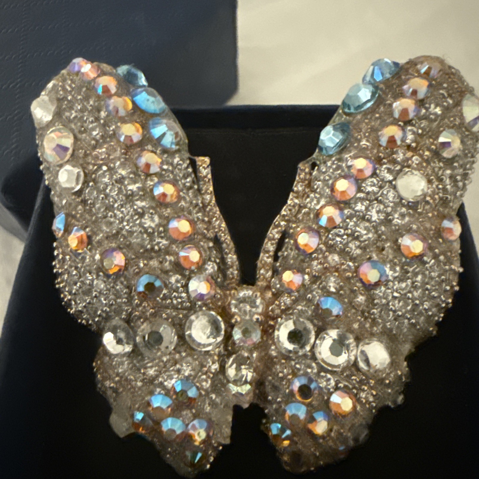 Large Rhinestone Butterfly Statement Ring Silver … - image 3