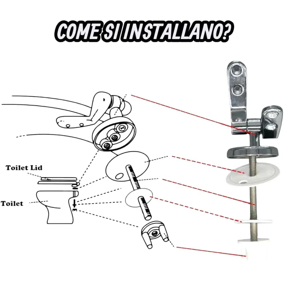 HM | Cerniere universali copriwater | Argento, lega di zinco e acciaio inox | Ki - Immagine 4 di 4