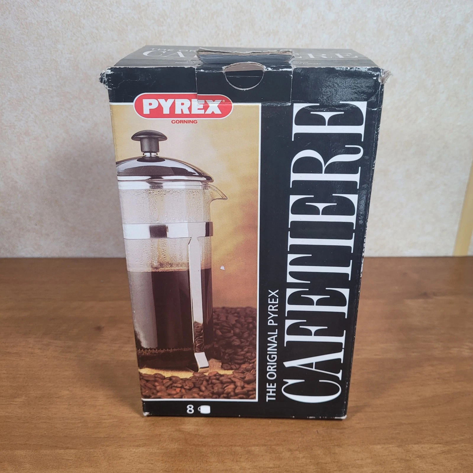 Pyrex Cafetiere Coffee Maker Chrome 8 Cup French Press Large Glass Chrome