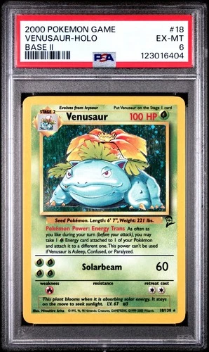 PSA 6 2000 Base Set 2 II Venusaur 18/130 Holo Foil Rare WOTC Unlimited Pokemon