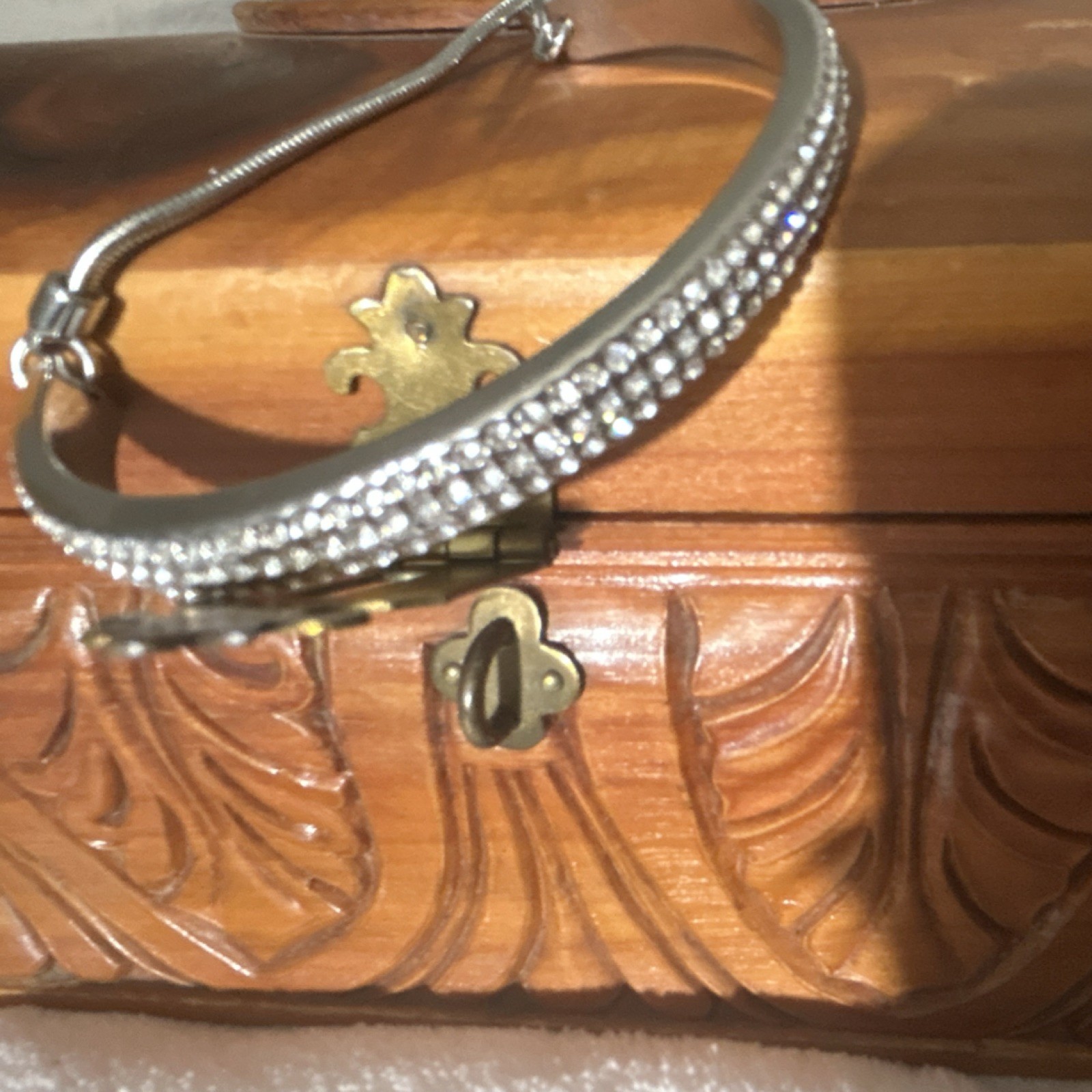 Silver Crystal Adjustable Bangle Bracelet with Bo… - image 4