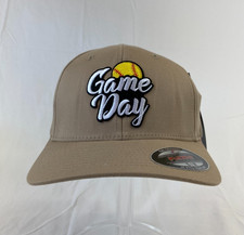 GameDay Baseball Cap Fitted Hat NWT Dark Khaki S/M FlexFit Outdoor Classic OSFM