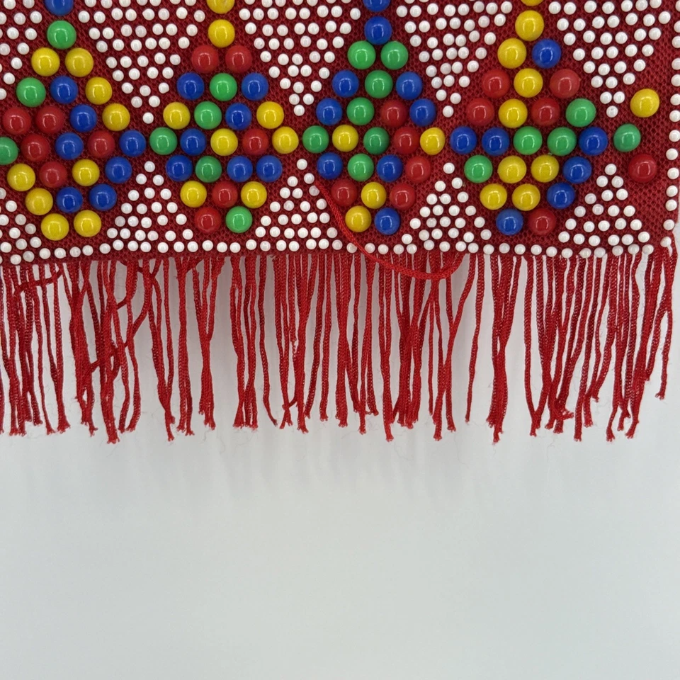 Bolsa hippie vintage boho mod anos 60 anos 70 ponto doce bolsa frisada franja colorida - Imagem 3 de 4