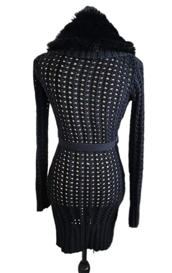 Abrigo Suéter Vintage Y2K Bebe Pequeño Crochet Imitación Piel Cuello Gótico Grunge Años 90 Foto 4 de 4