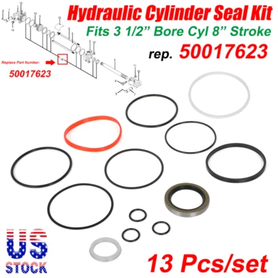 ZLYTOMORCYAL For Bush Hog Hydraulic Cylinder Seal Kit 50017623 Fits 3 1/2” Bore Cyl 8” Stroke