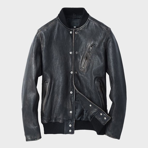 Men Leather Jacket Black Soft Genuine 