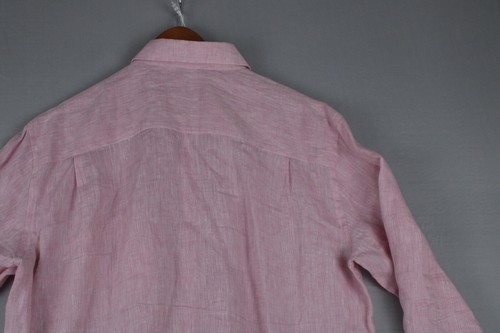 Linen 100% Mens XLarge Shirt Long Sleeve Button Front Pocket Canovas Club Spain - Picture 13 of 15