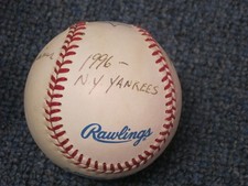 1996 Yankees Ball with Dick Williams Autographed Baseball 