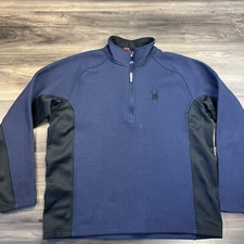Spyder Sweater Mens XL Blue Active Quarter Zip Long Sleeve