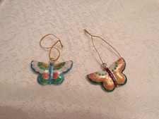 2 Metal Butterfly Ornaments