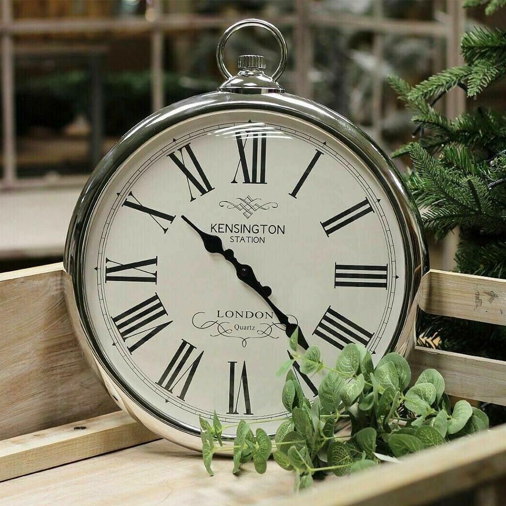 Large Wall Clock 42cm Pocket Fob Watch Round Vintage Retro Decor