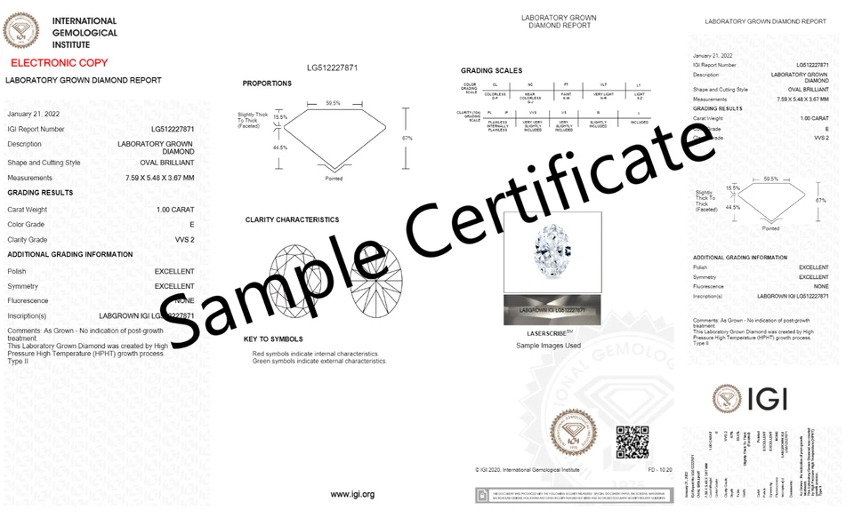 2 Carat Oval Brilliant Lab Grown Diamond – IGI Certified – E Color, VS2 Clarity - Image 2 of 4