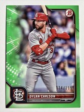 2022 Bowman Base Neon Green #14 Dylan Carlson /399 - St. Louis Cardinals