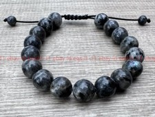 Grade A Black Labradorite Crystal Bead Adjustable Bracelet 7.5'' 6/8/10mm