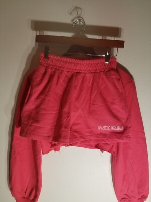Threadbare Women's Pink ''Fake Smile'' Long Sleeve Sweatshirt/Short Set Size 6
