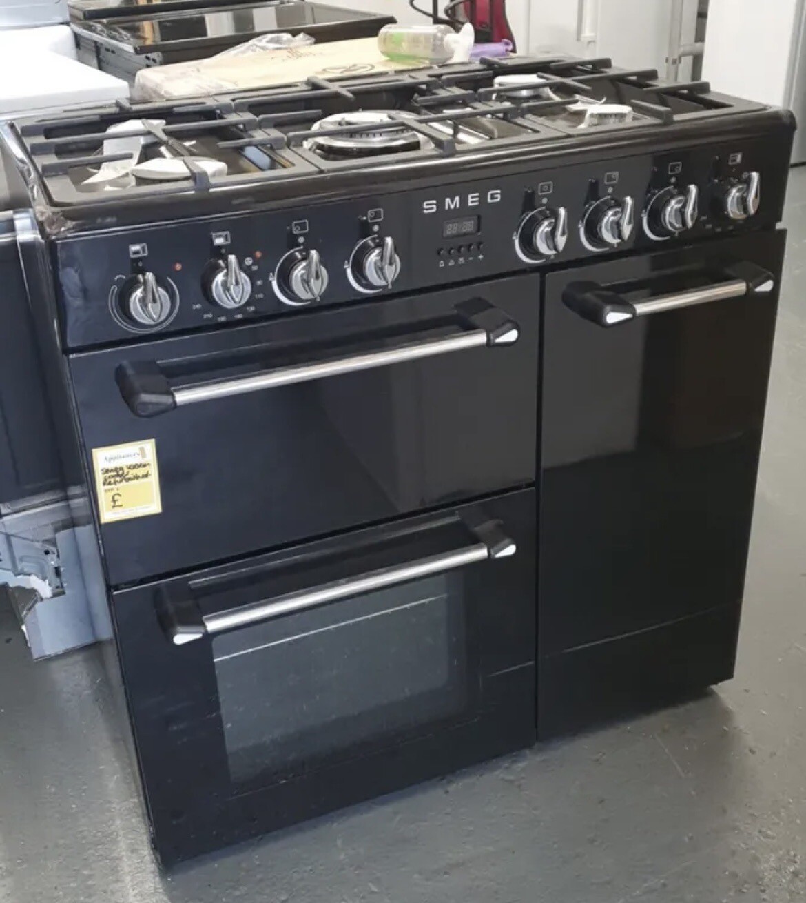 Refurbished SMEG BM93BL 90 cm Dual Fuel Range Cooker Black