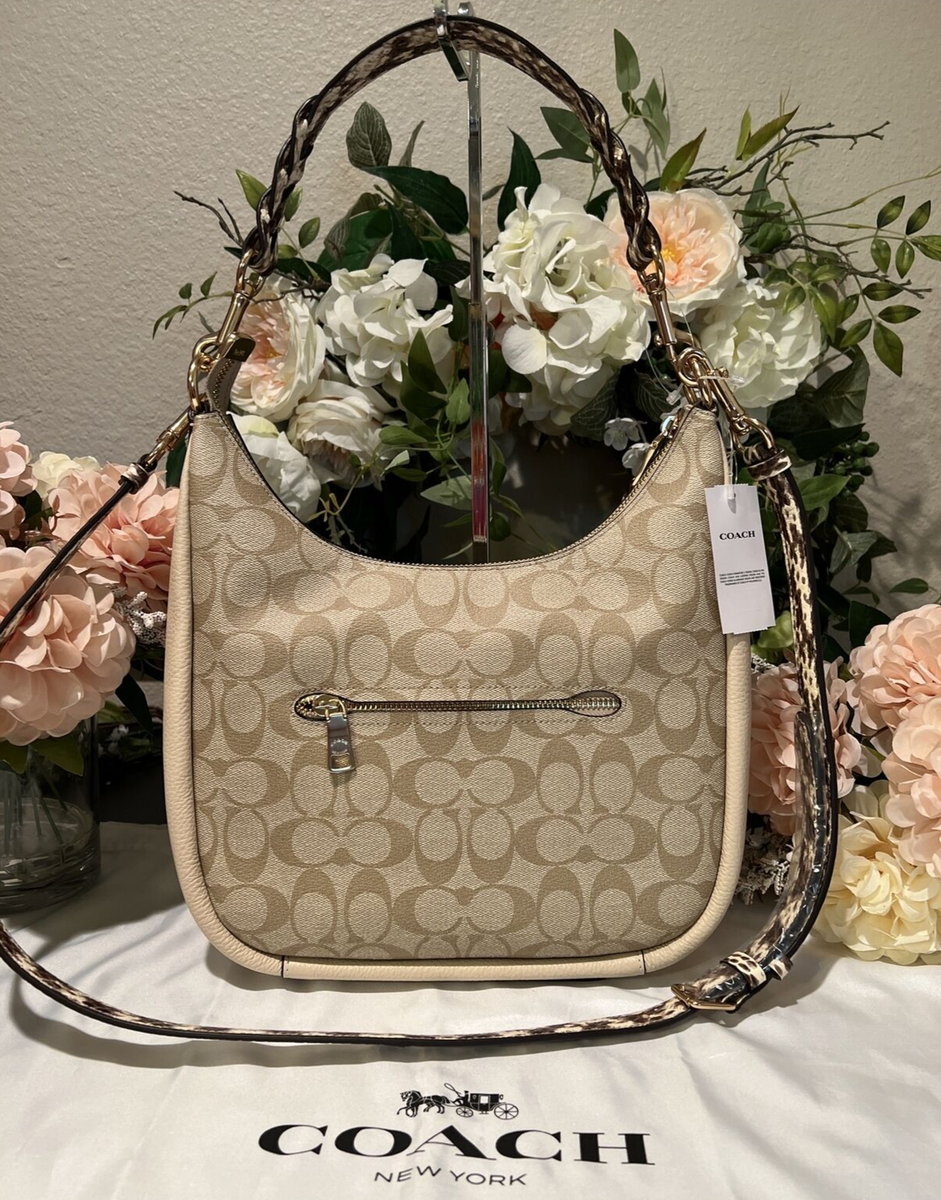 COACH Signature Canvas JULES HOBO Shoulder & Crossbody Bag ~ Light