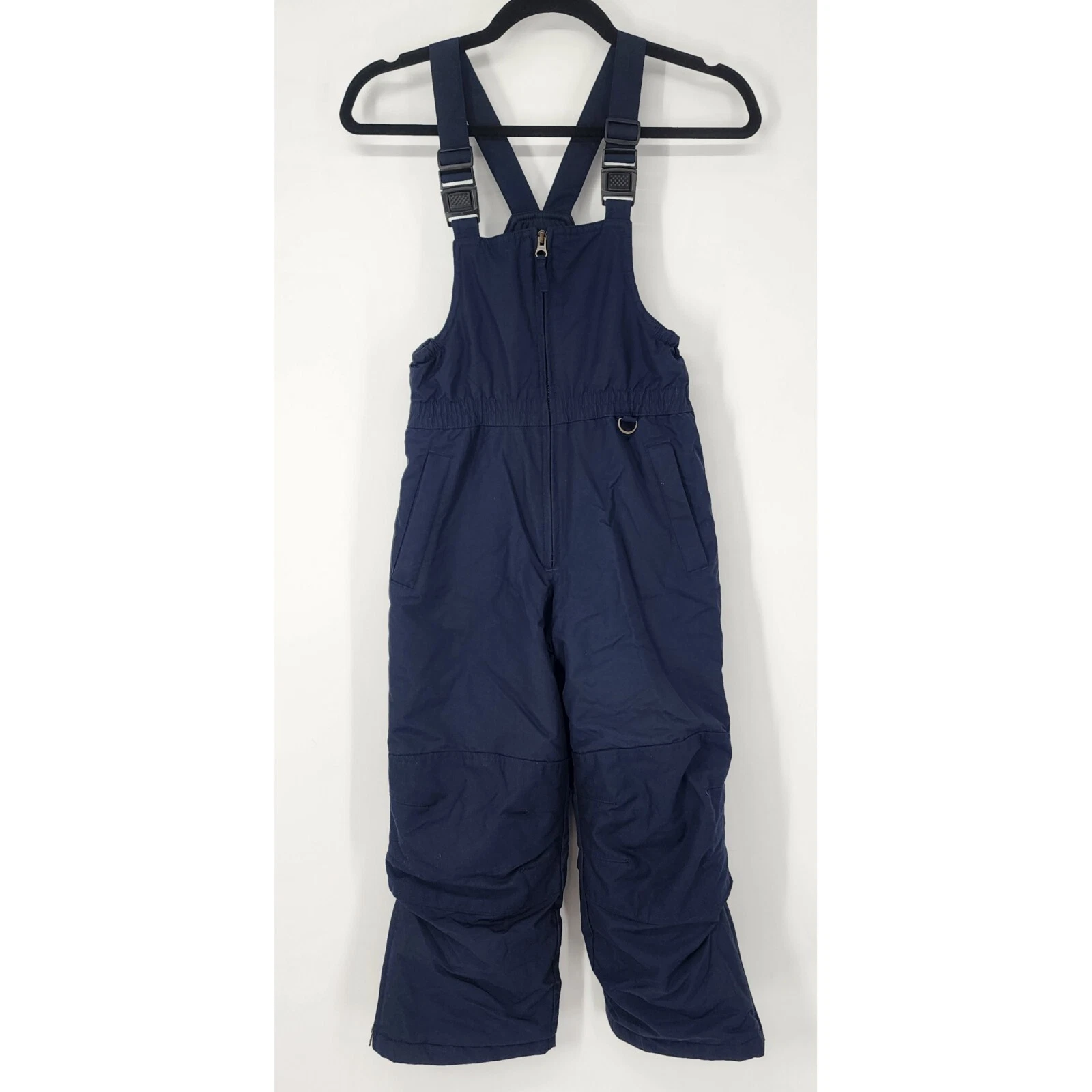 Lands End Snow Bib Kids Size 8 Iron Knees Grow-a-Longs Ski Blue Overalls Unisex