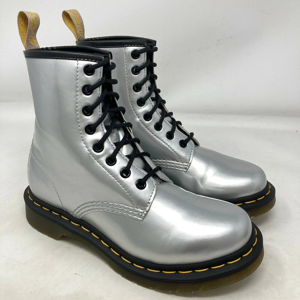 Dr martens 1460 silver chrome sale