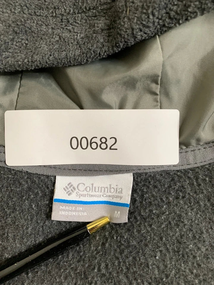 Columbia Mujer Suéter Medio Gris Cremallera Completa Polar Chaqueta con Capucha Exterior Logo Foto 3 de 4