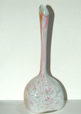 Murano Glass Stretched Confetti Bud Vase Square Base Multi Colors with Foil Tag