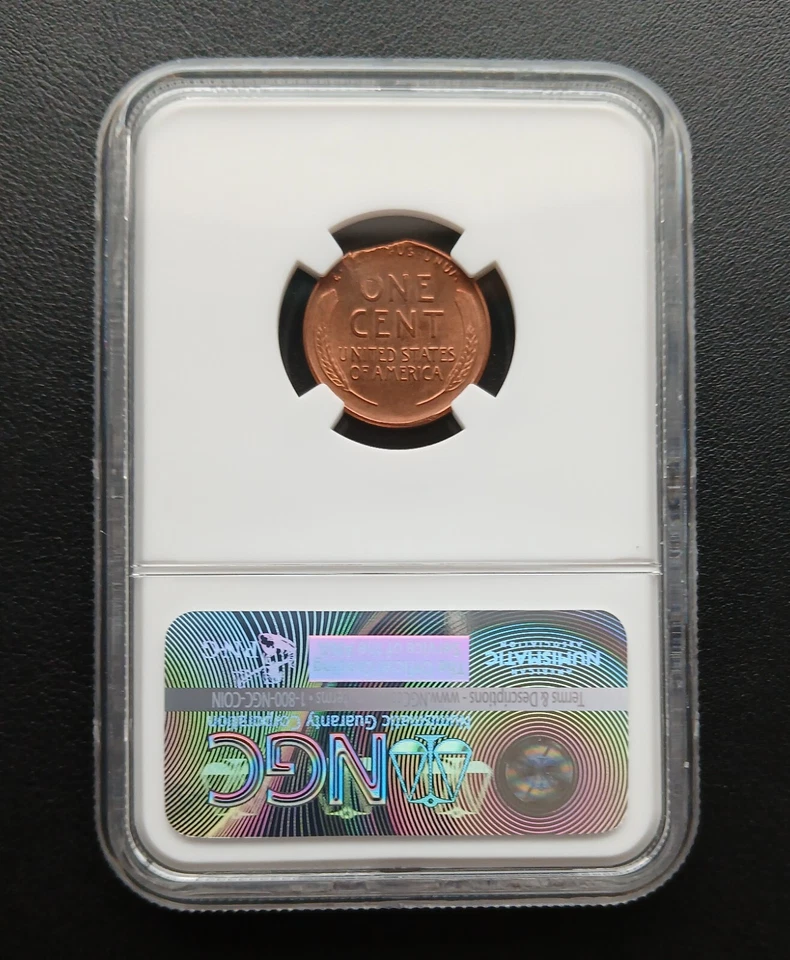 1955 RAGGED CLIP Lincoln Cent Error NGC MS64 RB PICTURES INCLUDED - Image 2 of 2