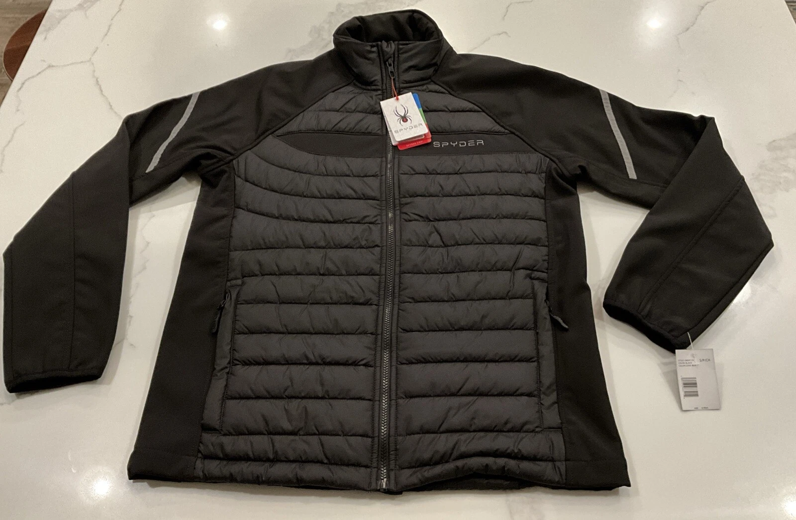Spyder Mens Style OMSP174 Black Zip Softshell Jacket Coat Sz S MSRP $169 - NWT