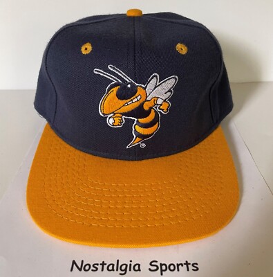 Vintage GEORGIA TECH YELLOWJACKETS APPAREL #1 HAT Cap NEW Old Stock FITTED 7-3/8