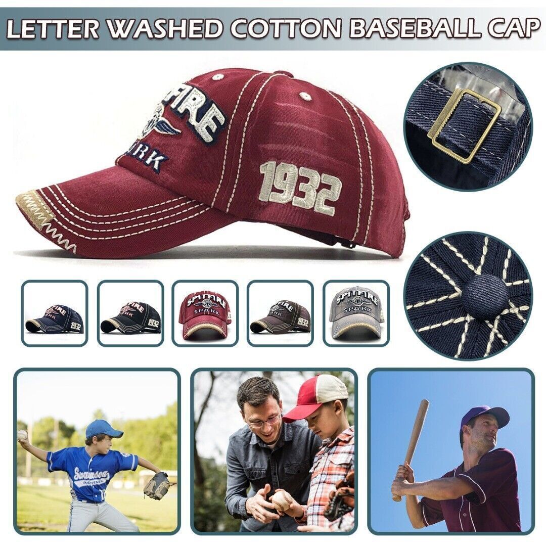 Baseball Cap Vintage Herren Damen Verstellbare Retro Schirmmütze Outdoor Kappe.